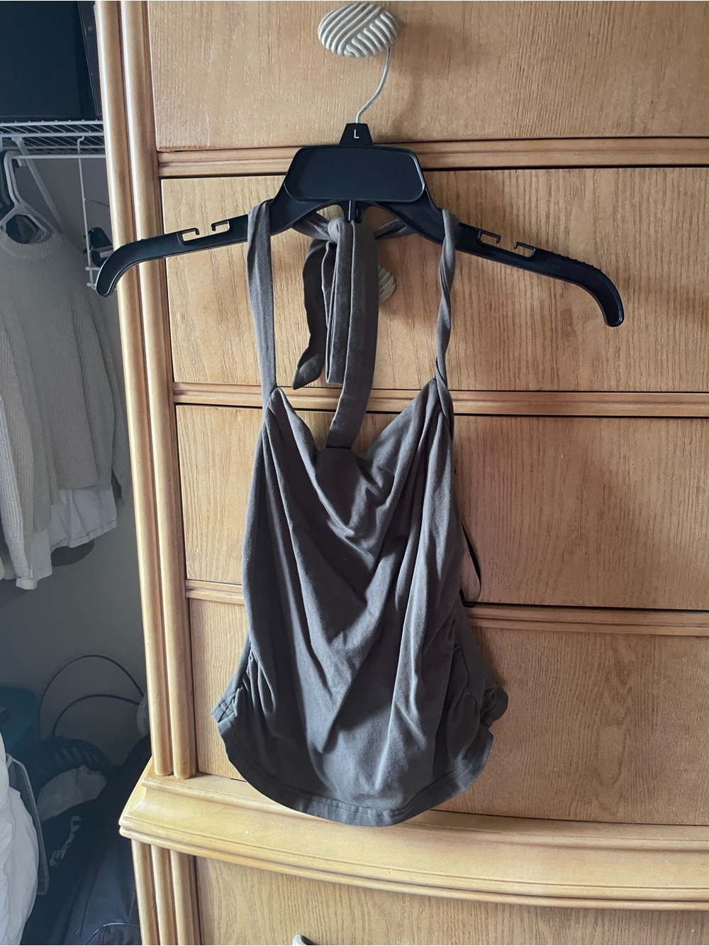 SHEIN Olive Green Casual Top with Label